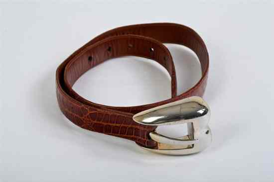 Appraisal: PATRICIA VON MUSULIN COGNAC ALLIGATOR BELT WITH STERLING SILVER BUCKLE