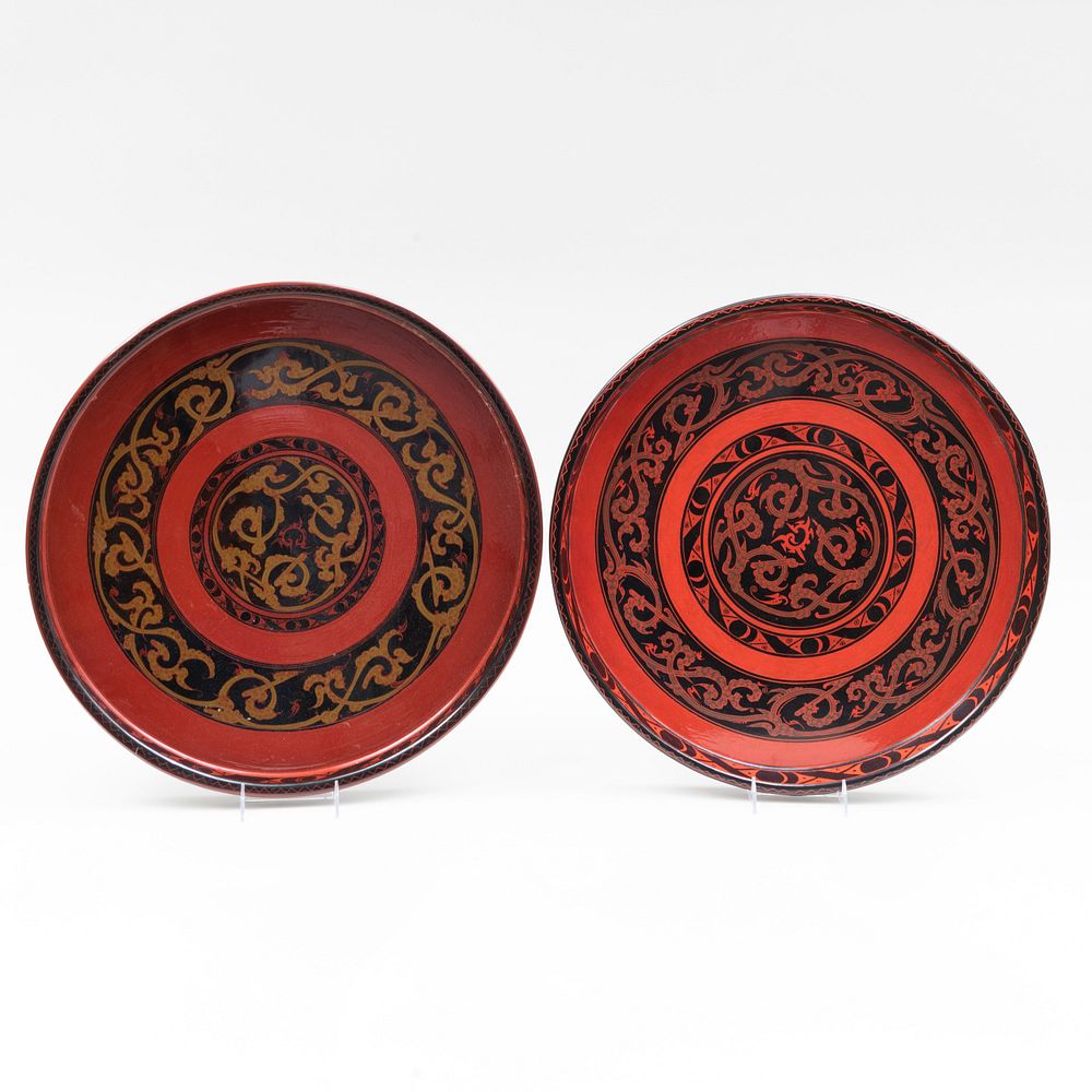 Appraisal: Pair of Large Chinese Circular Lacquer Trays in diam Condition