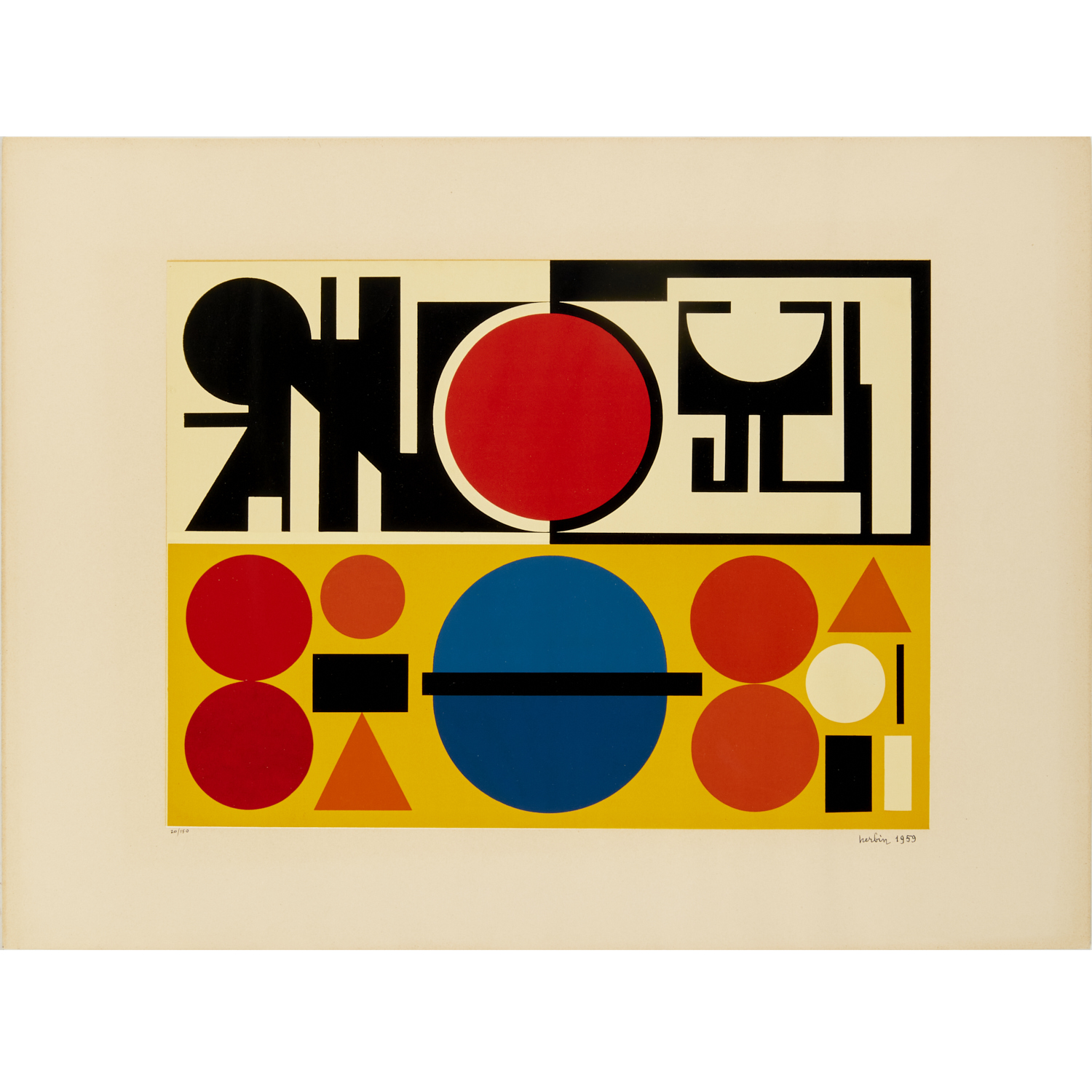 Appraisal: AUGUSTE HERBIN SIGNED SERIGRAPH Auguste Herbin French - Vendredi Friday