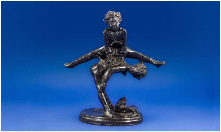 Appraisal: Bronze Figure Of Two Girls Playing Leapfrog Inches in Height