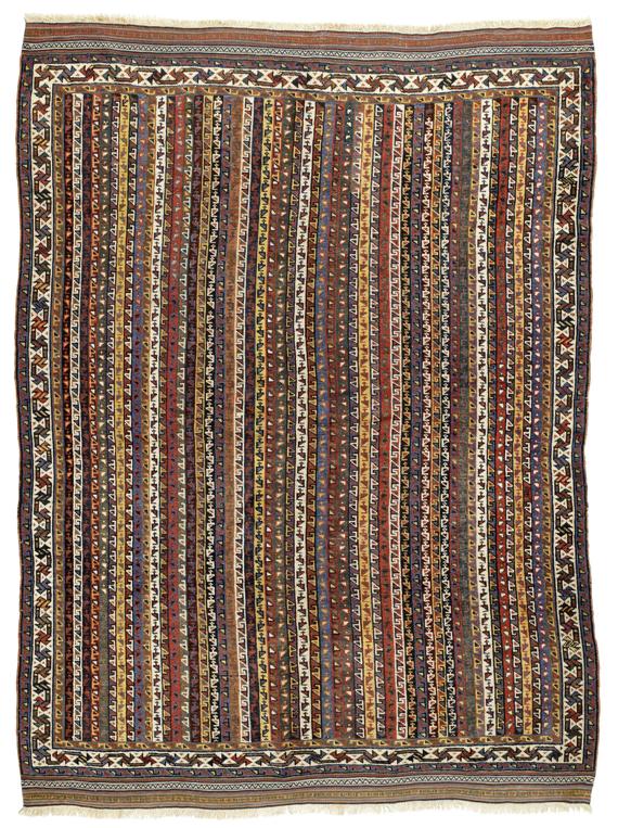 Appraisal: GASHGAI antique Vertically striped central field with a colourful design