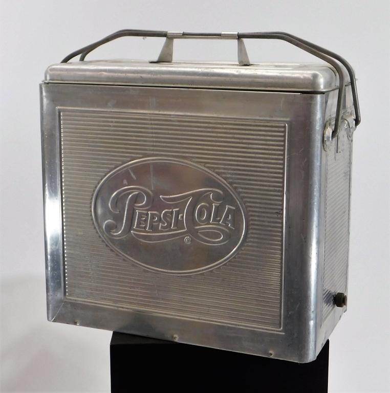 Appraisal: VINTAGE PEPSI-COLA SILVER ADVERTISEMENT COOLER United States th CenturyVintage silver