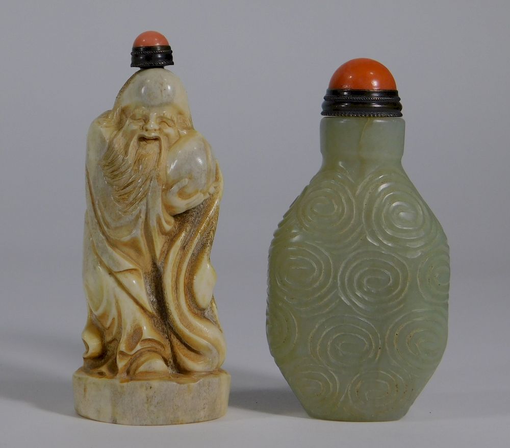 Appraisal: PC Chinese Carved Bone Hardstone Snuff Bottles China th Century