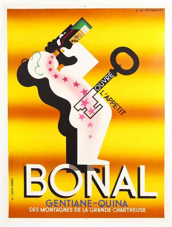 Appraisal: Adolphe Mouron Cassandre Ukranian French - Bonal vintage poster x