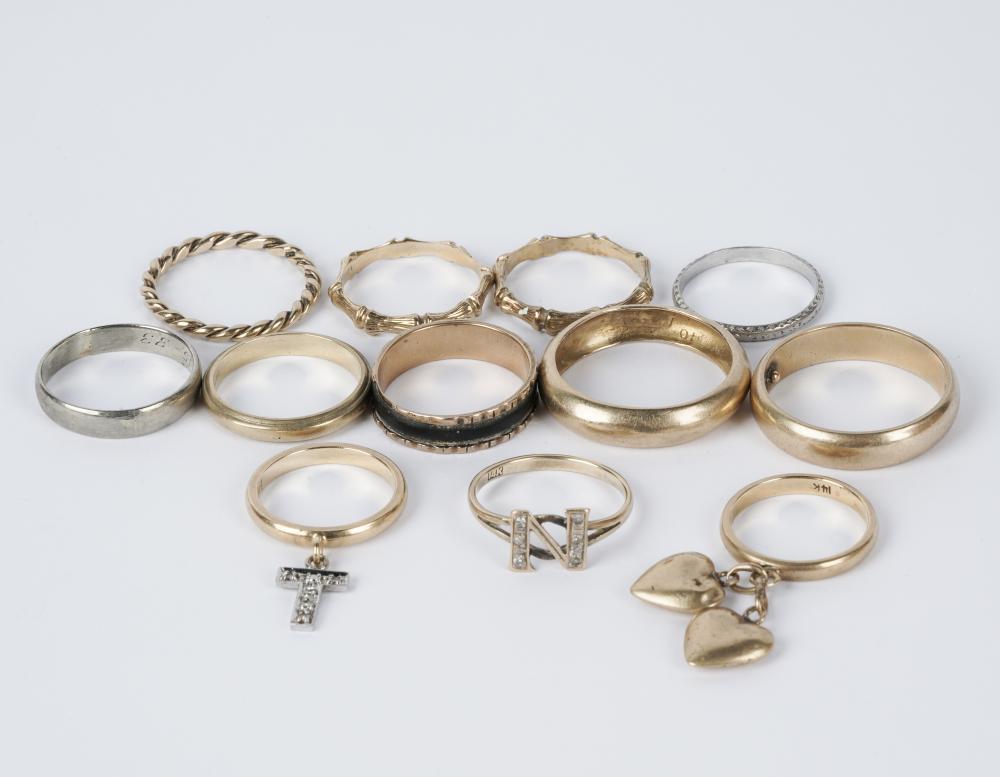 Appraisal: GROUP OF ASSORTED KARAT YELLOW GOLD PLATNIUM RINGSIncluding a platinum