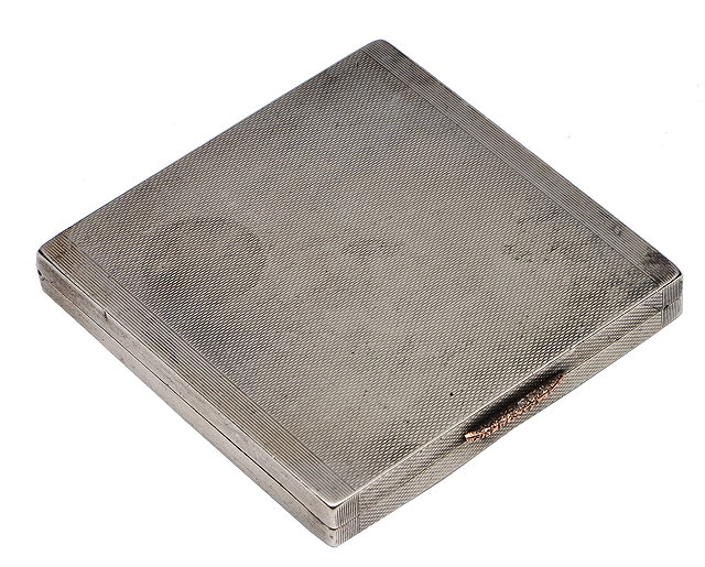 Appraisal: A SILVER ENGINE TURNED CIGARETTE CASE by Asprey of London