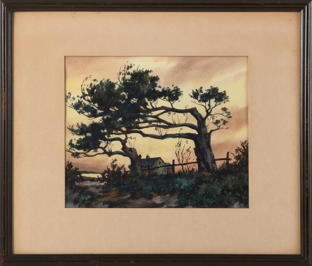 Appraisal: JOHN CUTHBERT HARE MASSACHUSETTS FLORIDA - SUNSET OVER A FARM