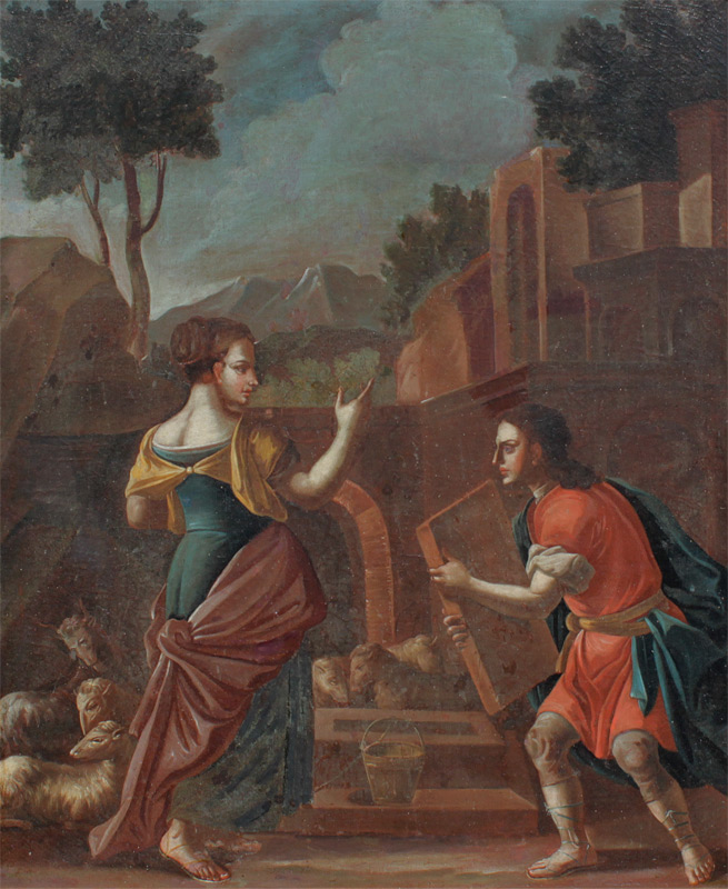 Appraisal: EARLY OLD MASTER STYLE RELIGIOUS PAINTING Scene Depicts a Possible