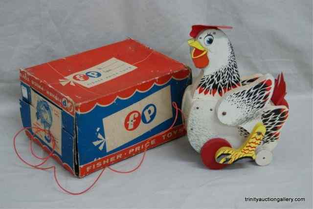 Appraisal: c 's Fisher Price Crackling Hen Pull Toy BoxThis is