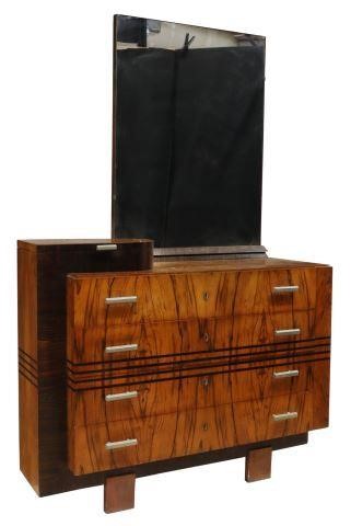 Appraisal: Italian Art Deco figured walnut and rosewood chest of drawers