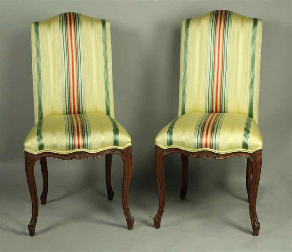 Appraisal: PAIR OF UPHOLSTERED SIDE CHAIRS IN THE FRENCH TASTE each