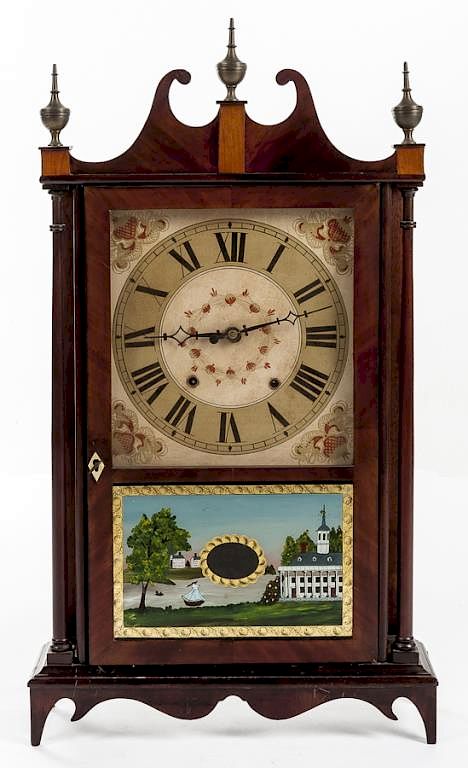 Appraisal: Eli Terry Jr Pillar Scroll Shelf Clock DESCRIPTION Eli Terry