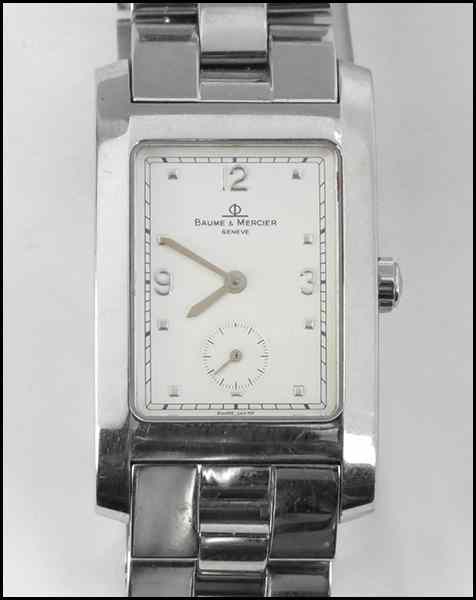 Appraisal: BAUME MERCIER STAINLESS STEEL WATCH Reverse is stampe MV Condition