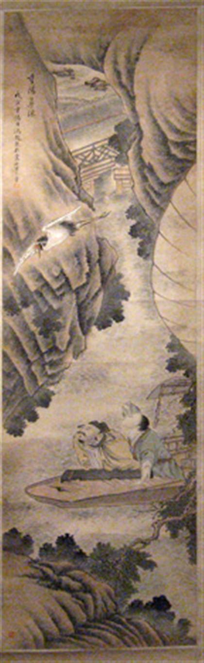 Appraisal: Chinese hanging scroll attributed to feng chaoran Of tall rectangular