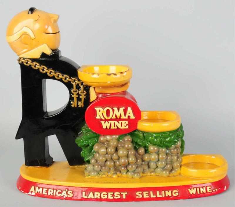 Appraisal: Roma Wine Bottle Display Advertising Figure s Plaster Condition Excellent