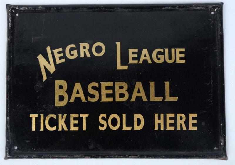 Appraisal: Early Tin Negro League Baseball Ticket Plaque Gold lettering on