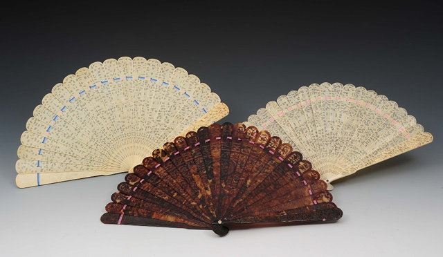 Appraisal: Two Chinese Canton carved ivory fans and a Chinese tortoiseshell