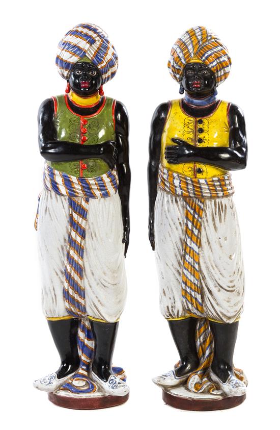 Appraisal: Sale Lot A Pair of Italian Ceramic Blackamoors th century