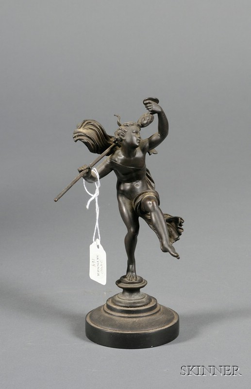 Appraisal: Small Bronze Grand Tour Figure of a Dancing Bacchante late