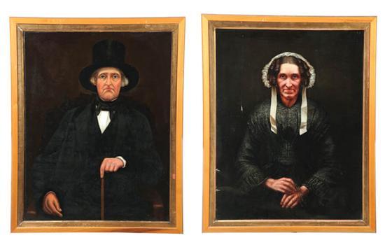 Appraisal: PAIR OF PORTRAITS OF A MAN AND WOMAN AMERICAN MID