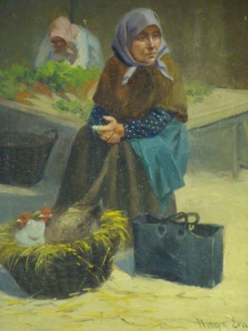 Appraisal: NAGY Erno Oil on Panel Peasant Women in Market Signed