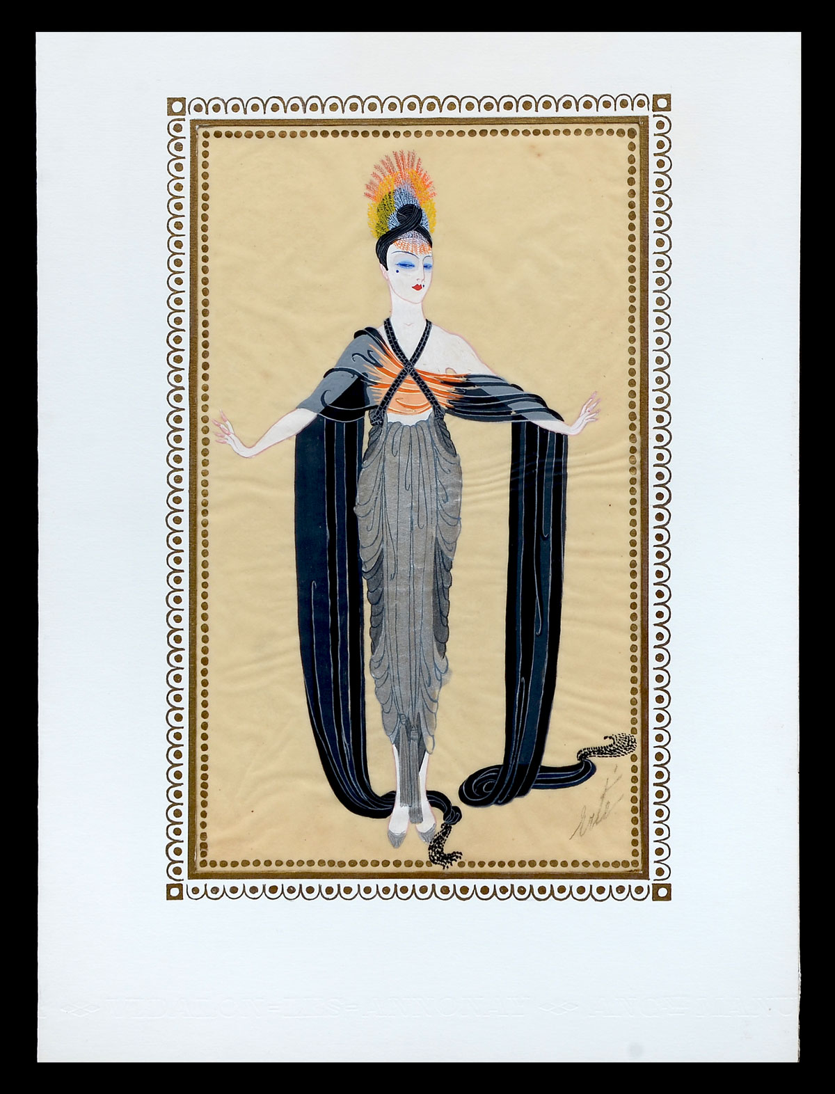 Appraisal: ERTE Russian - ''Modes'' Gouache on Parchment sight size ''