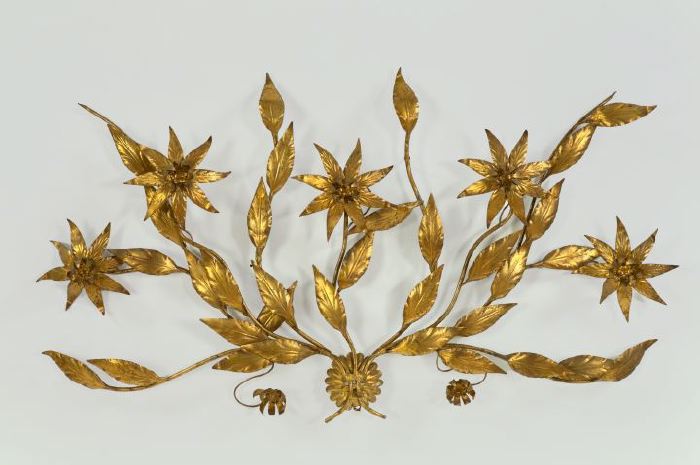 Appraisal: Italian Gilded Wrought and Cut Iron Wall Hanging in the