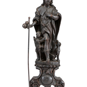 Appraisal: A Carved Wooden Figure of the Archangel Raphael Likely Continental