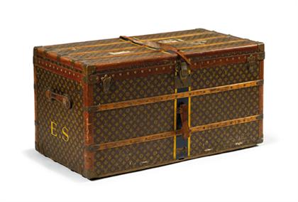 Appraisal: Louis Vuitton leather and patterned trunk second quarter th century