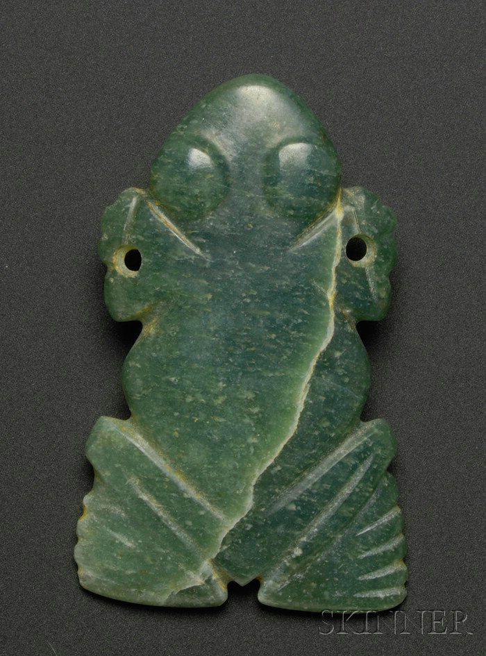 Appraisal: Pre-Columbian Carved Jade Frog Pendant Costa Rica Nicoya c -