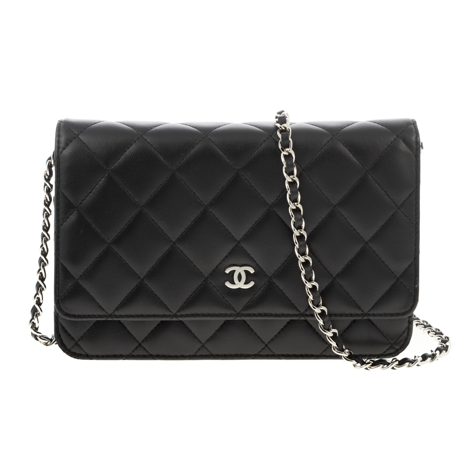 Appraisal: A CHANEL WALLET ON CHAIN A black Lambskin leather Chanel