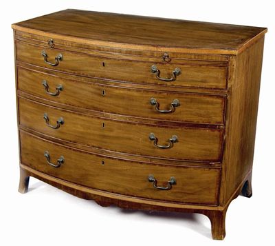 Appraisal: An early th century mahogany bowfront chest the crossbanded top