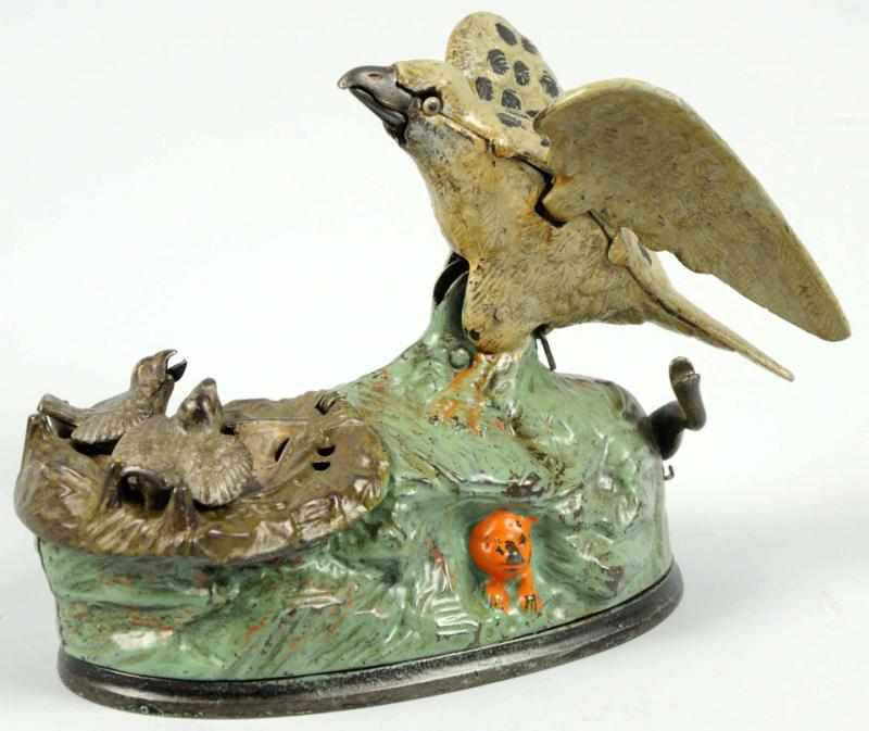 Appraisal: Cast Iron Eagle Eaglets Mechanical Bank Manufactured by J E