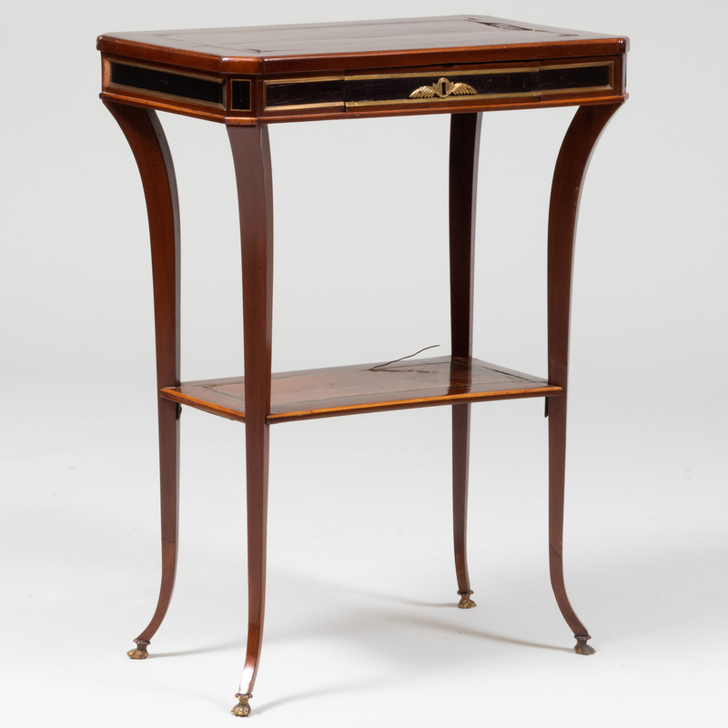 Appraisal: Baltic Late Neoclassical Brass Inlaid Ebony and Mahogany Side Table