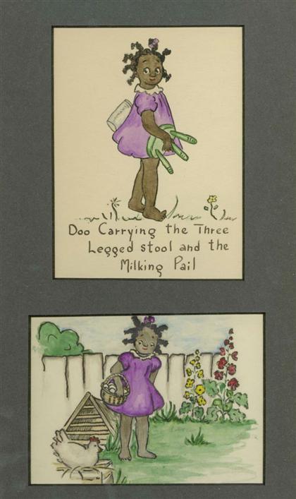 Appraisal: pieces African-American Subject Original Watercolor Illustrations Perkins Lucy Fitch The