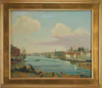 Appraisal: JOE RIMINI American th Century GLOUCESTER HARBOR Oil on canvas