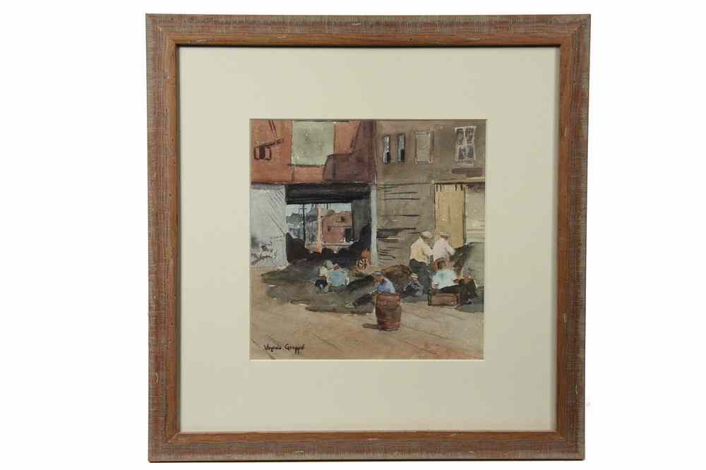 Appraisal: WATERCOLOR - Wharf Rats by Virginia Helena Gruppe MA -