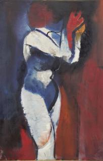 Appraisal: FARULLI Fernando Oil on Canvas Standing Nude Signed lower right