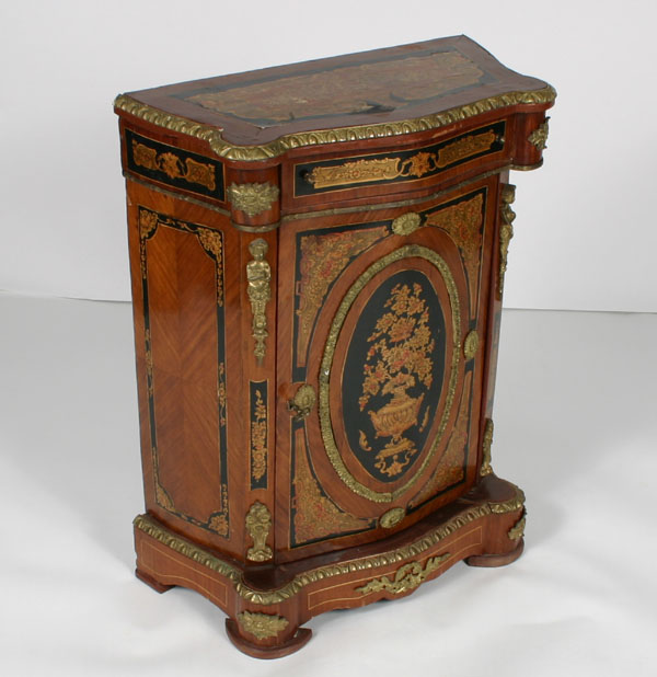 Appraisal: Bow front cabinet decorative Renaissance styling painted floral and geometric