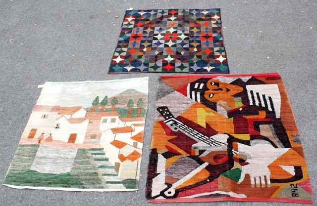 Appraisal: AN OLD PATCHWORK QUILT decorated a polychrome star design square