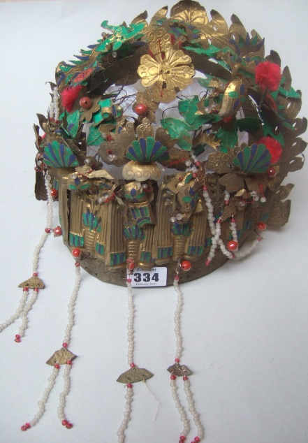 Appraisal: A Chinese gilt metal bridal headdress circa the gilt foil