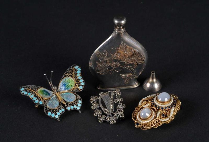 Appraisal: Lot of Assorted Pieces Description One sterling silver perfume bottle