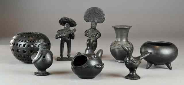 Appraisal: Pieces Black On Black Mexican PotteryTo include a signed Dona