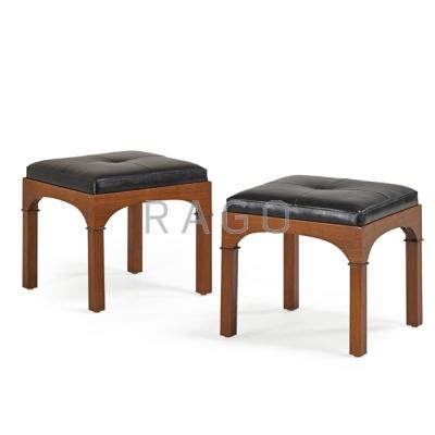 Appraisal: STYLE OF T H ROBSJOHN-GIBBINGS Pair of stools Grand Rapids