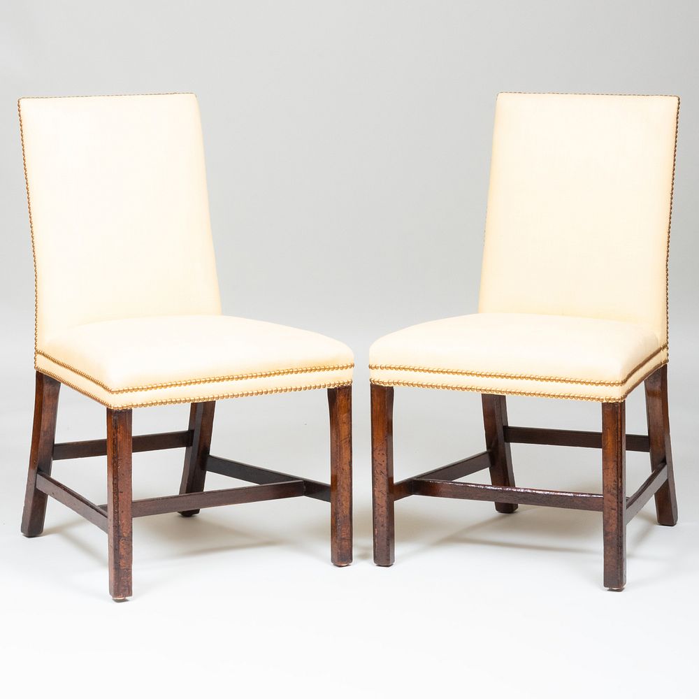 Appraisal: Pair of George III Mahogany and Linen Upholstered Side Chairs