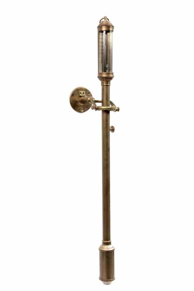 Appraisal: BRASS STICK BAROMETER - Portuguese brass ship's stick barometer circa