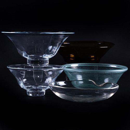 Appraisal: GROUP OF SERVING WARESComprising A large Simon Pearce glass bowl