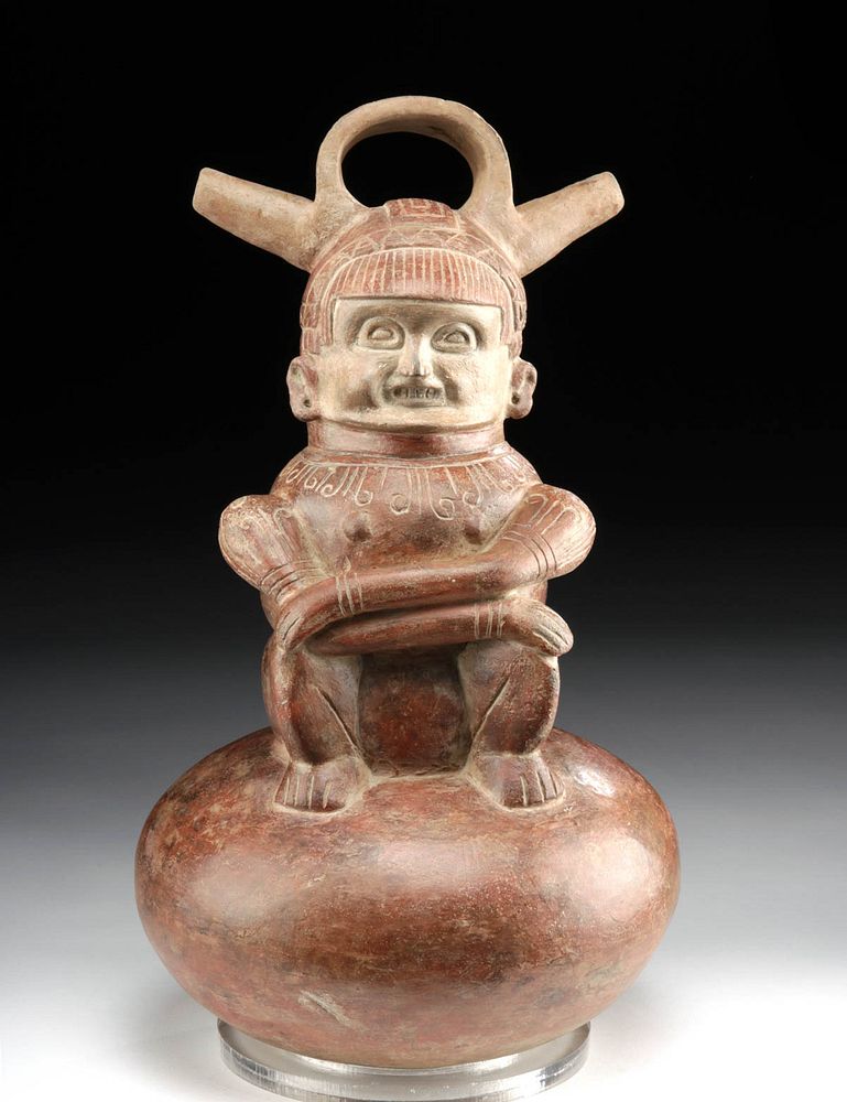 Appraisal: Large Calima Pottery Seated Figure Vessel w TL Originally Listed