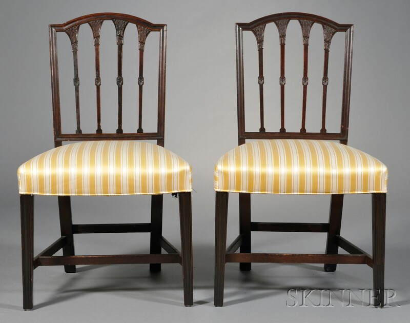 Appraisal: Pair Federal Mahogany Carved Squareback Side Chairs Northern New England