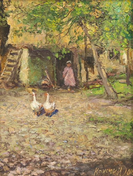 Appraisal: IVAN KRISJUK RUSSIAN B x Crimean Courtyard Oil on canvas